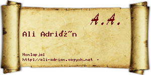 Ali Adrián névjegykártya