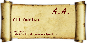 Ali Adrián névjegykártya
